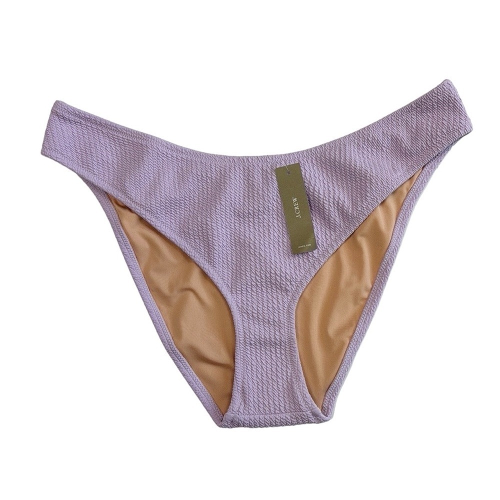 J. Crew Textured Curved Waist cheeky Bikini Bottom Women's XL Purple New 7910